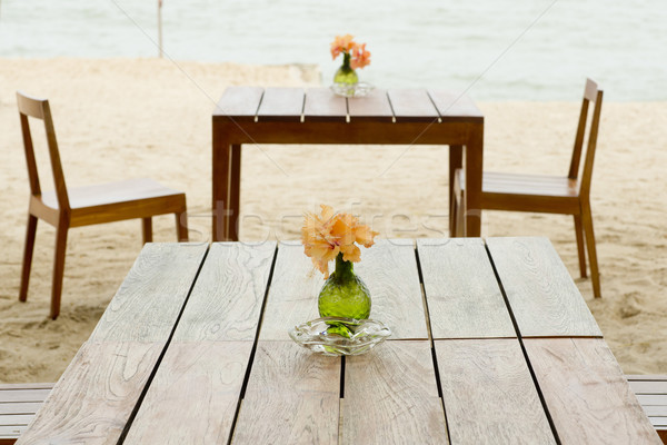 romantic table setup on tropical beach Stock photo © art9858