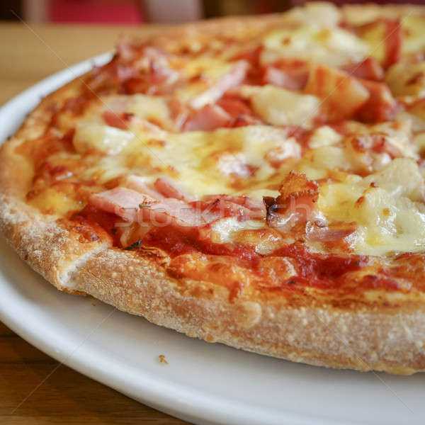 delicious hawaiian rustic style pizza made with fresh ...