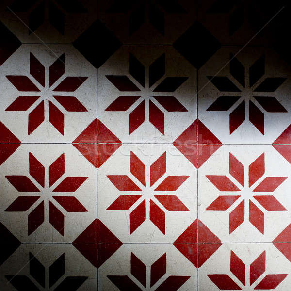 Azulejos vermelho branco cores textura edifício Foto stock © art9858