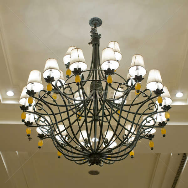 Klasszikus art deco plafon lámpa hotel sötét Stock fotó © art9858