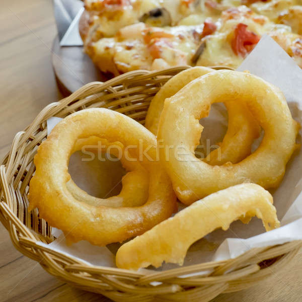 Frito cebolla anillos lado alimentos restaurante Foto stock © art9858