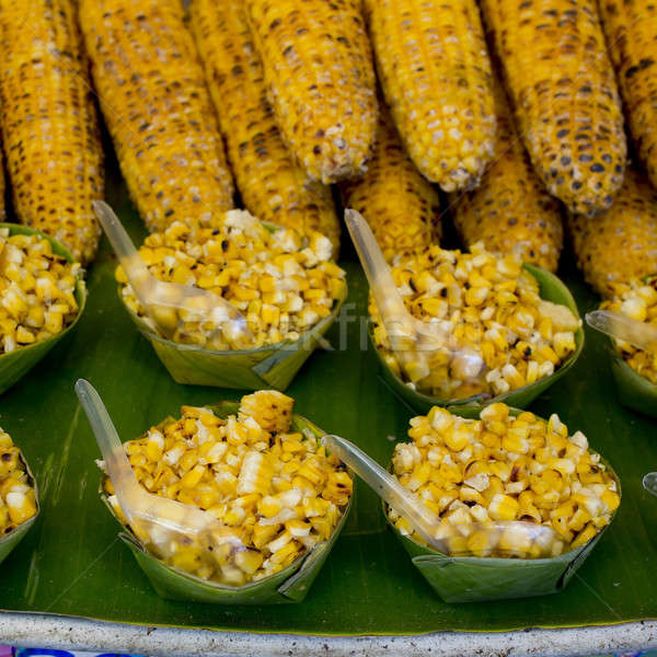Organic Grilled Corn on the grille with flames ready to sale and Stock photo © art9858