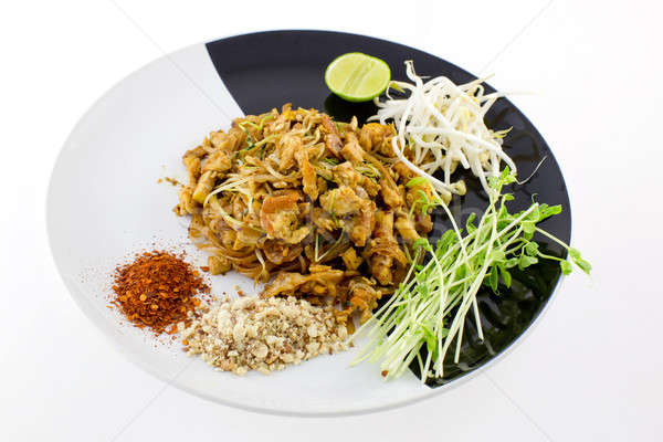 Thai Dish : Pad Thai with dried shrimp, yellow tofu, organic sno Stock photo © art9858
