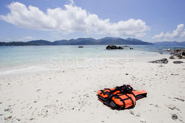 Kamizelka ratunkowa zapisać życia plaży niebo wody Zdjęcia stock © art9858