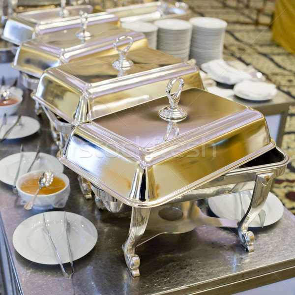 Buffet heated trays ready for service Stock photo © art9858