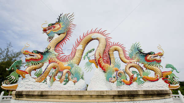 Drago cinese legno architettura serpente cinese statua Foto d'archivio © art9858