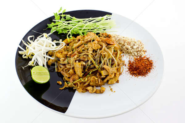 Thai Dish : Pad Thai with dried shrimp, yellow tofu, organic sno Stock photo © art9858