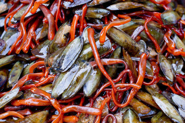 Vers schelpen oceaan restaurant vissen eten Stockfoto © art9858