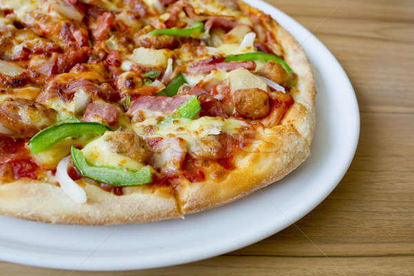Stok fotoğraf: Stil · pizza · gıda · ahşap · eğlence · akşam · yemeği