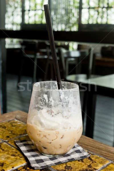 Afgewerkt ijs banaan mokka glas drinken Stockfoto © art9858