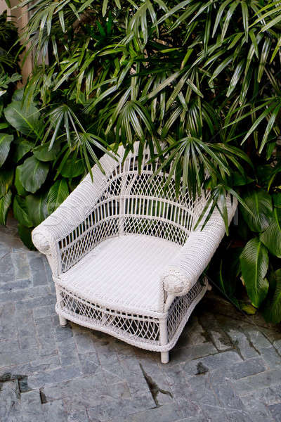 Rattan chair with green trees at outdoor Stock photo © art9858