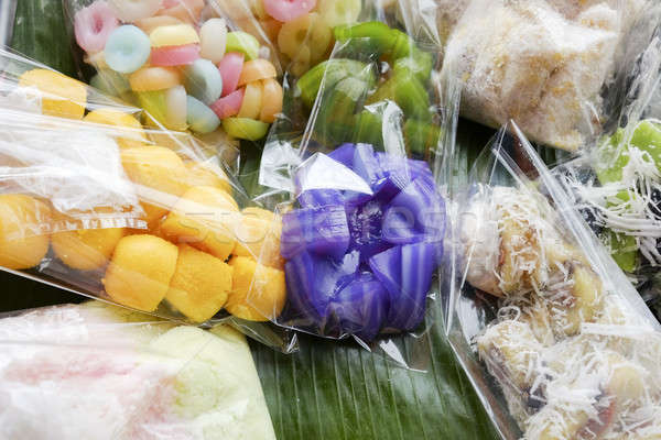 Thai dessert - many kind of Thai dessert in plastic bag at marke Stock photo © art9858