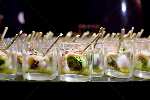Finger Food in small glass with stick Stock photo © art9858