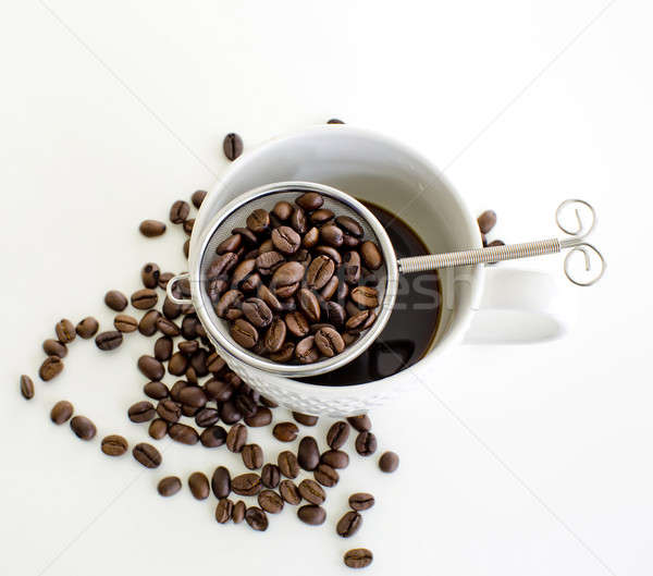 чашку кофе кофейный боб белый пить Кубок горячей Сток-фото © art9858