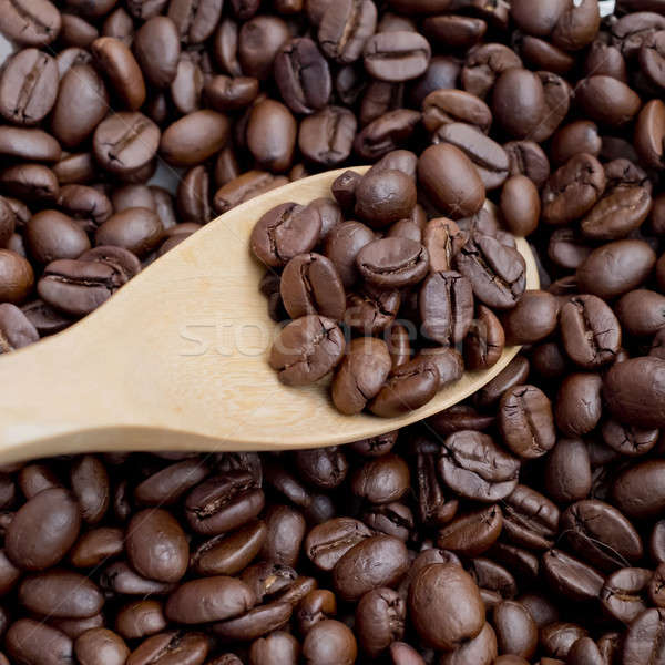 Kávébab merítőkanál fakanál kávé absztrakt háttér Stock fotó © art9858
