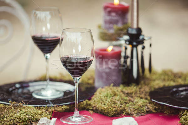 Wedding table setting in rustic style. Stock photo © artfotodima