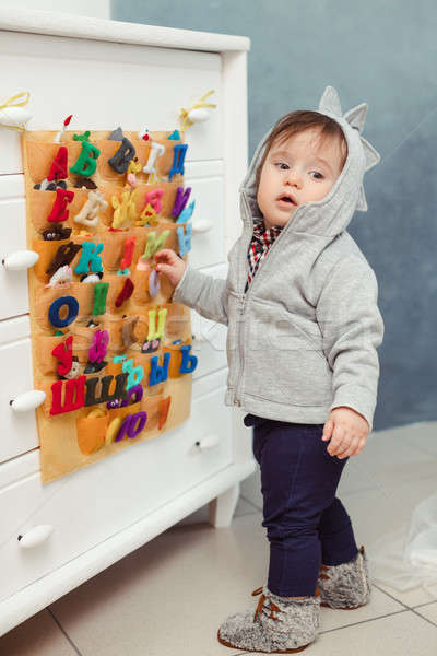 Stock photo: Funny baby toddler boy at home