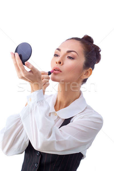 Mujer maquillaje todo aislado blanco belleza Foto stock © artfotodima