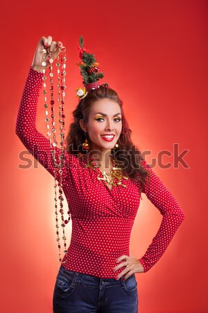 New Year and Christmas holidays funny image with model Stock photo © artfotodima