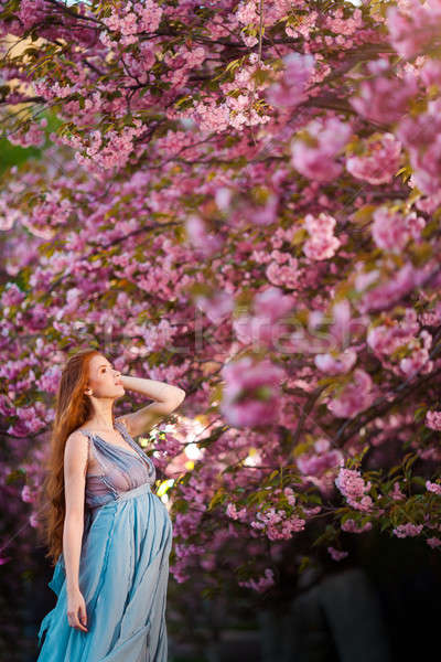 Stockfoto: Zwangere · kaukasisch · vrouw · outdoor · mooie · meisje