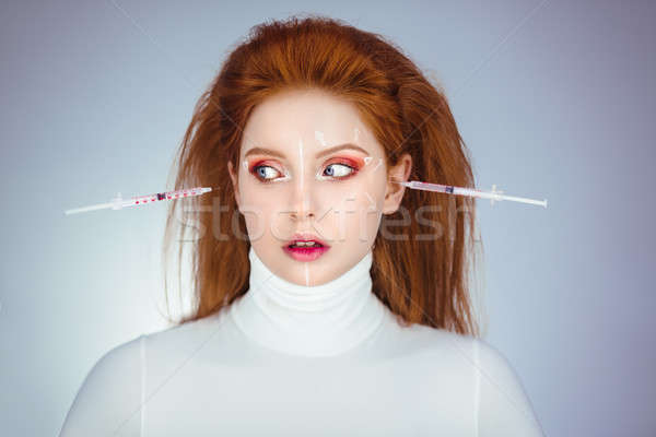Chirurgie plastica femeie frumoasa operatie frumuseţe portret modă Imagine de stoc © artfotodima
