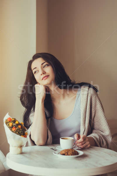 Foto stock: Mujer · Servicio · ciudad · estilo · de · vida · potable · comer