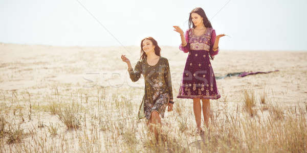 Women found oasis in desert Stock photo © artfotodima