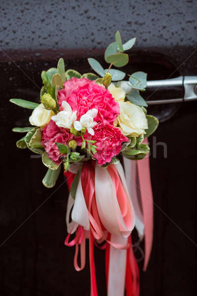 Foto stock: Luxo · preto · casamento · carro · decorado · flores