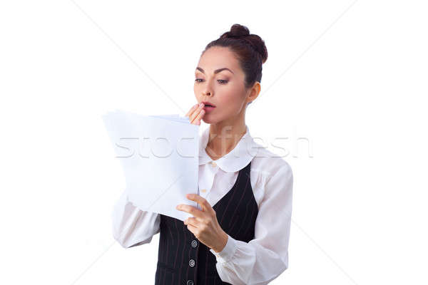 Successful  caucasian businesswoman reading documents  Stock photo © artfotodima