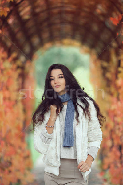 Autumn girl portrait in city park outdoors Stock photo © artfotodima