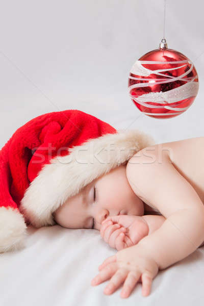 Klein jongen slapen nieuwe jaren cap Stockfoto © artfotodima