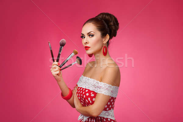 Foto stock: Mujer · maquillaje · pie · rosa · belleza · nina