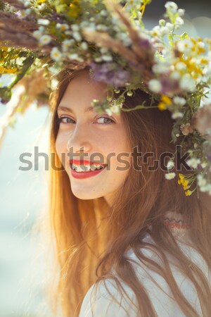 Beautiful girl in meadow Stock photo © artfotodima