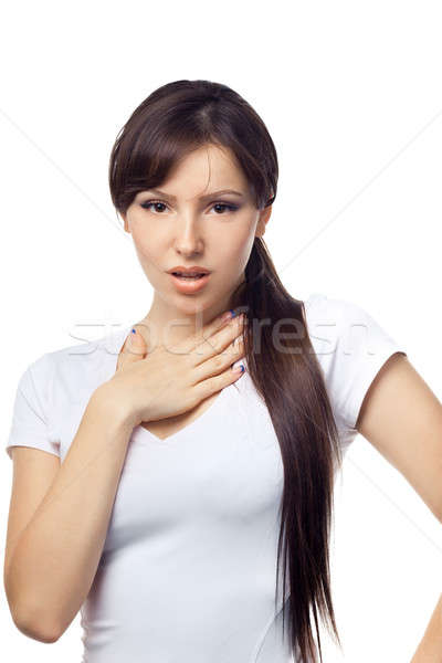 Young surprised woman on white background Stock photo © artfotodima