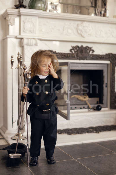 Komin dziewczyna ognisko szczęśliwy nowego Zdjęcia stock © artfotodima