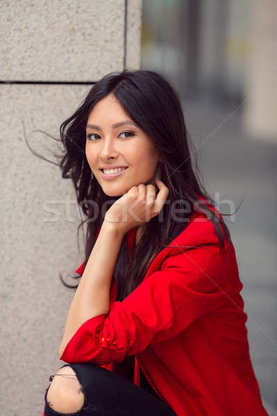 Retrato Asia mujer mujer sonriente feliz hermosa Foto stock © artfotodima