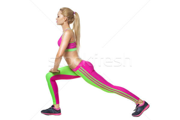 Mulher da aptidão exercer mulher jovem flexibilidade isolado Foto stock © artfotodima