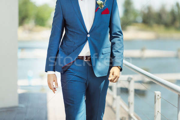 Elegante decoración hombre boda traje novio Foto stock © artfotodima