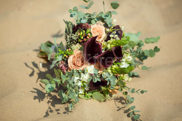 Bräute Bouquet Sand rosa orange weiß Stock foto © artfotodima