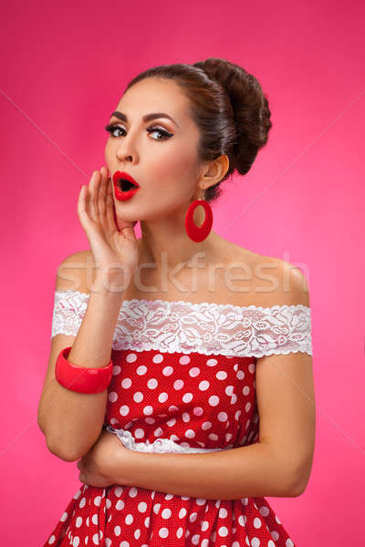 快樂 女子 孤立 白 pinup 商業照片 © artfotodima