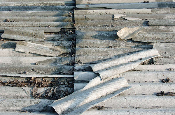Old grey roof tiles, top view Stock photo © artfotoss