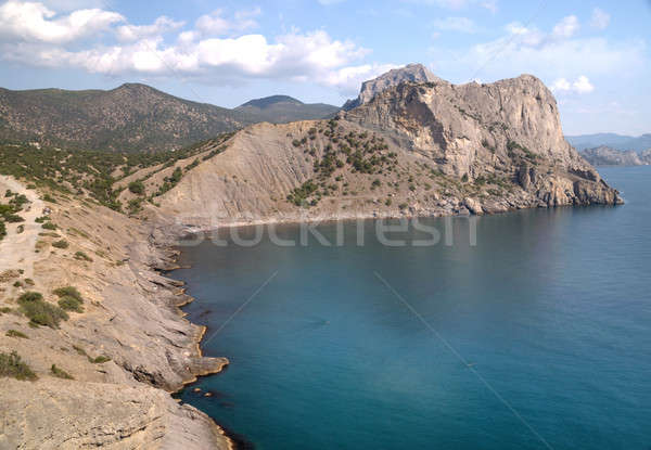 表示 海岸 水 日没 海 山 ストックフォト © artfotoss