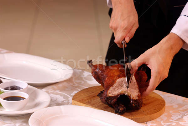 Gotowania kaczka restauracji przyprawy strony Zdjęcia stock © artfotoss
