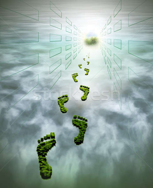 Green grassy footprints symbolizing environmental protection Stock photo © Artida
