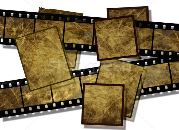 film strip and film plates with vintage grunge texture on white  Stock photo © Artida