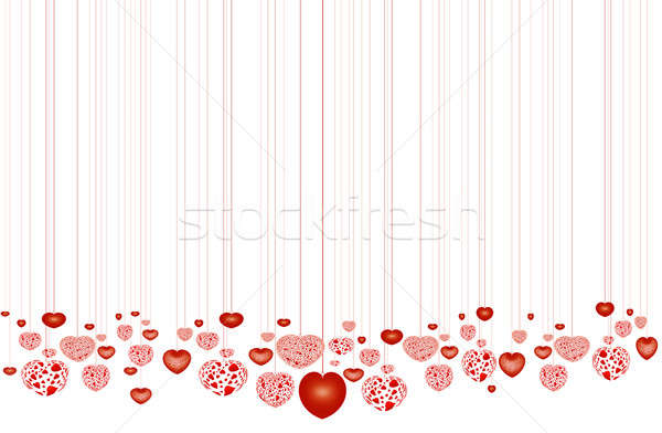 Dekoratív piros szívek fehér terv háttér Stock fotó © Artida