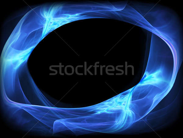 Stock photo: blue smoke abstract frame, flowing energy        