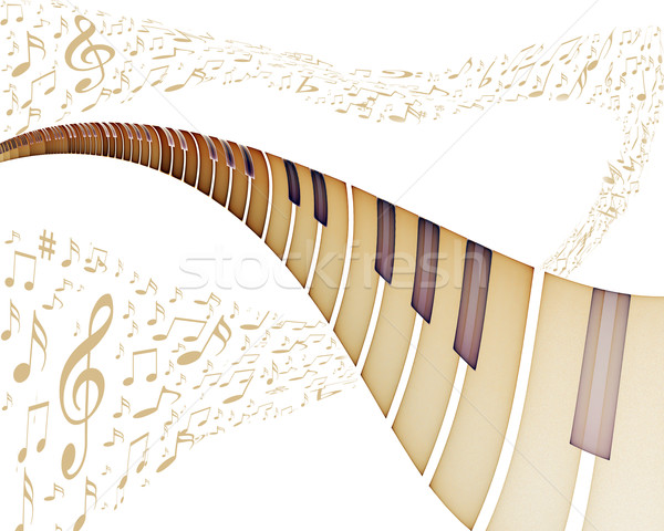 Muzyki zauważa klawiatury taniec z dala ilustracja biały Zdjęcia stock © Artida