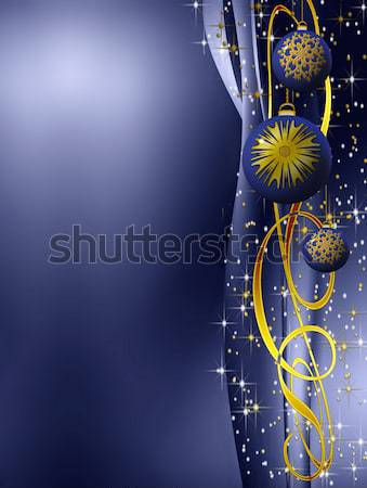 Elegáns arany kék szívek csillagok valentin nap Stock fotó © Artida