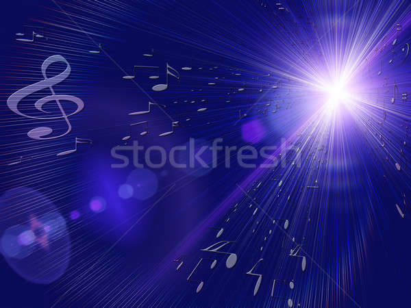 [[stock_photo]]: Musical · explosion · bleu · violon · clé · notes · de · musique